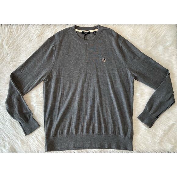 Ted Baker Cardiff Merino Wool Crew Neck Jumper Sweater Grey Size 6 XXL NWT - Picture 9 of 16